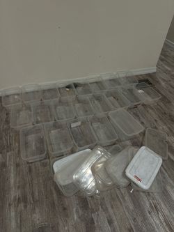 Lot of Clear Plastic Food Storage Containers