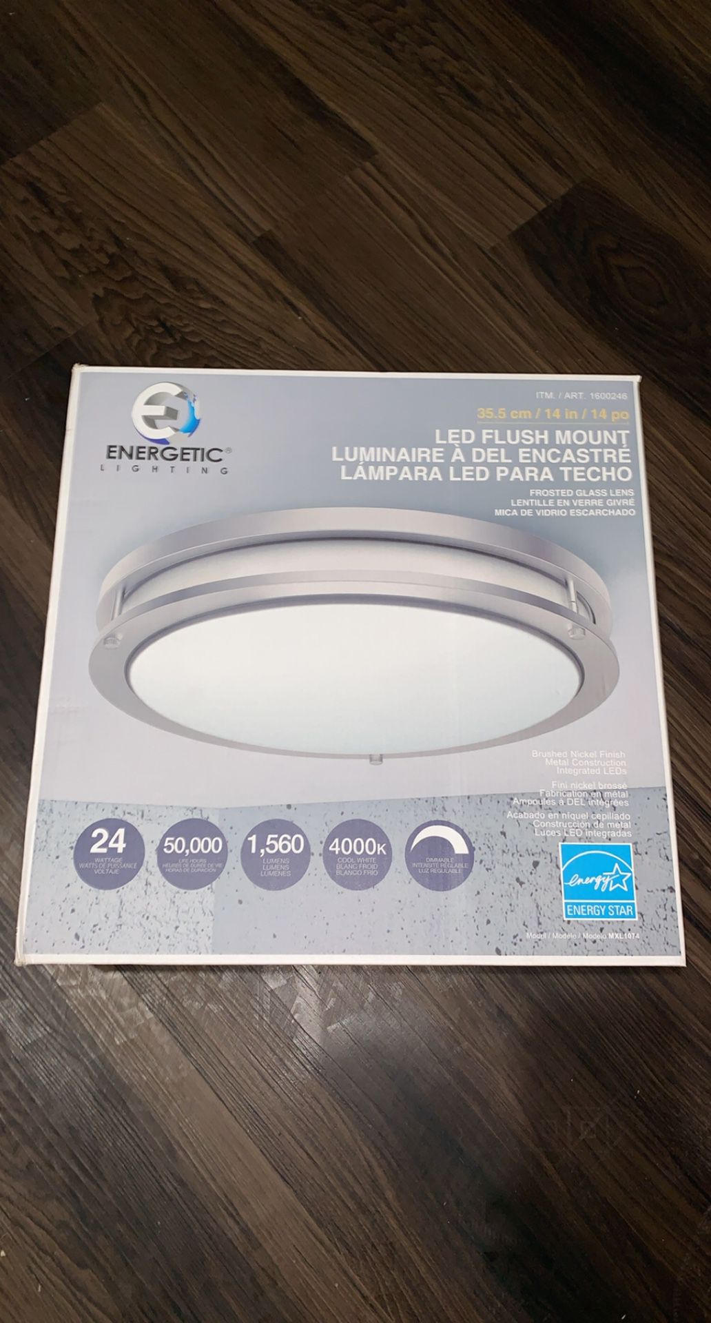 Brand New in Box LED Flushmount Light Fixture Brushed Nickel