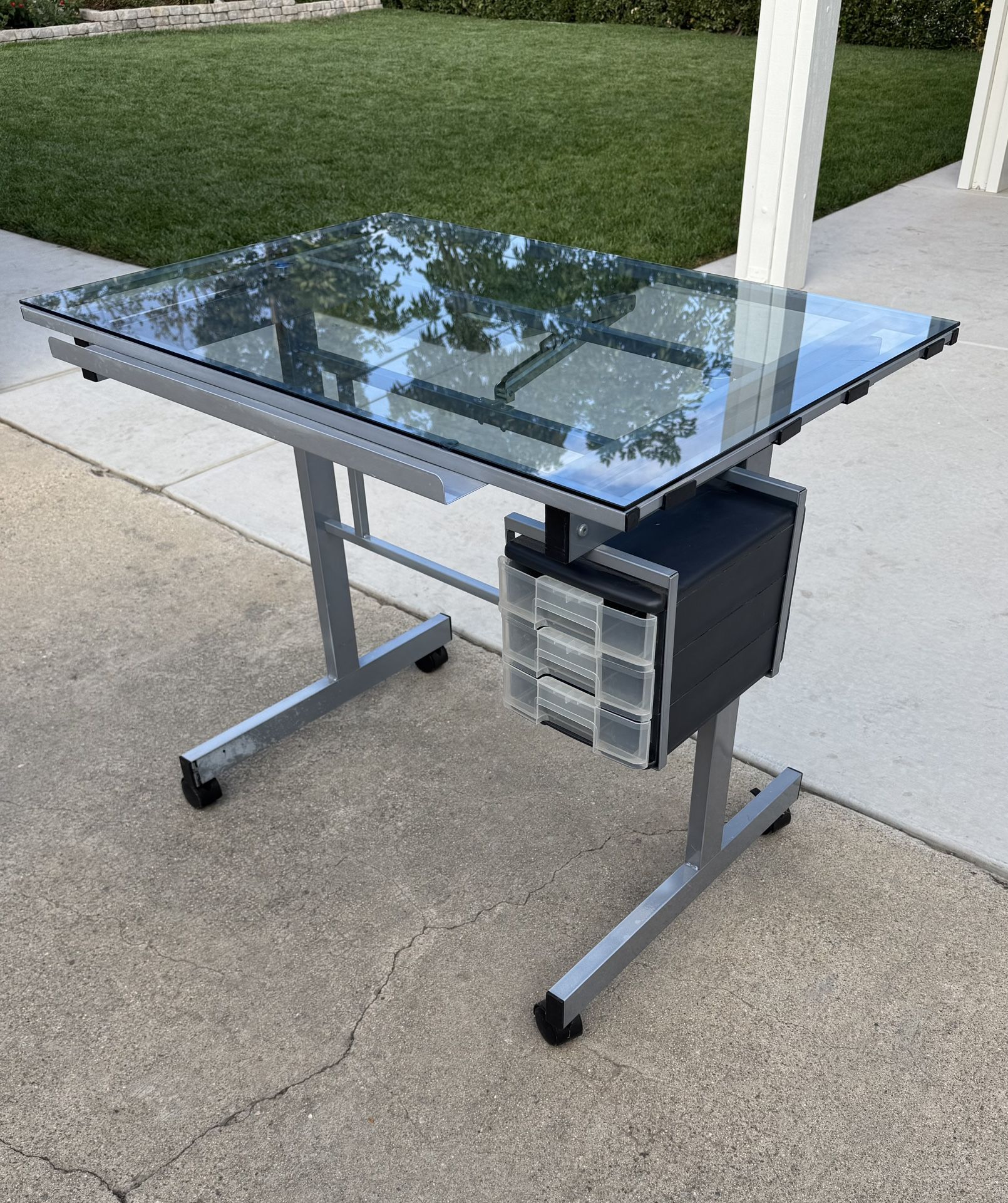 Glass Top Art Desk