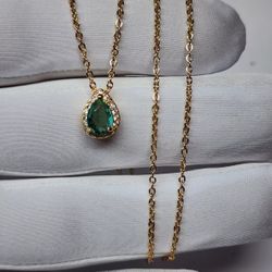 Gold Plated Drop Pendant Necklace, Cubic Zirconia Fashion Jewelry Women