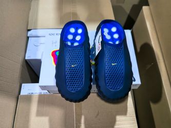Nike Mule Slides Navy Blue Gold Swoosh