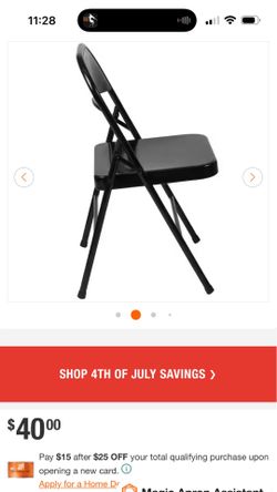 New black metallic folding chairs