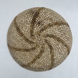 Vintage Boho Coastal Seagrass Wall Round Basket Jungalow 