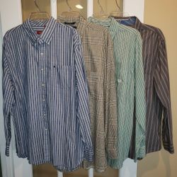(4) Mens XL/TG Button-down Shirts- Izod, Nautica & Chaps