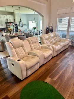 3 Piece powered recliner set and 75” Samsung Tv