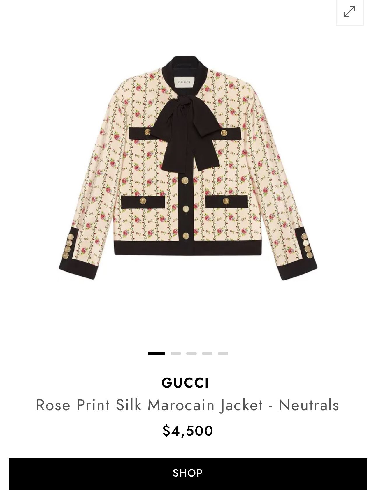 [New] Gucci Silk Marocain Jacket With Rose Print 
