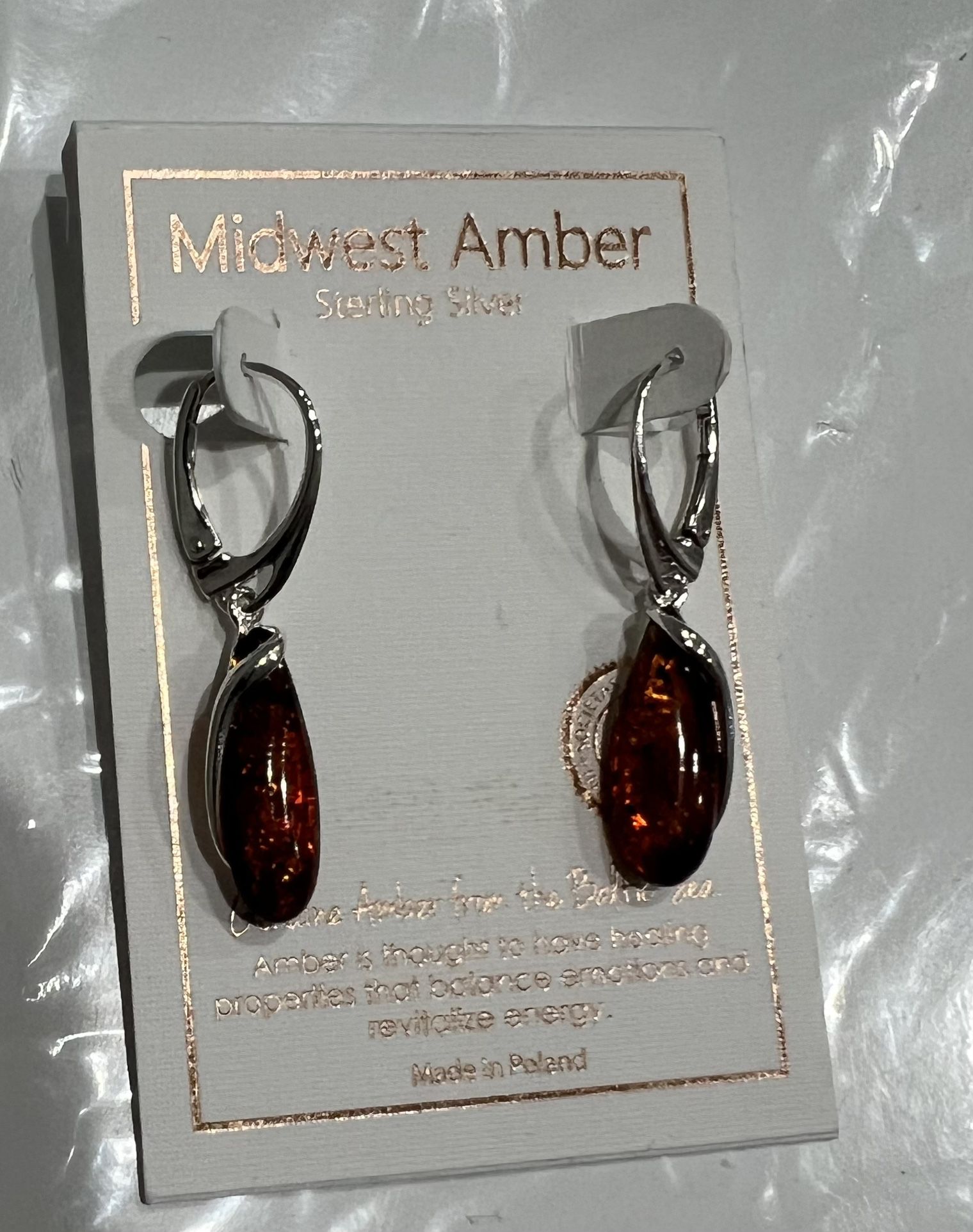 Midwest Amber sterling silver earrings 