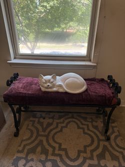 Ornate Metal Bench with Cushion – Entryway / Vanity / Accent Seating