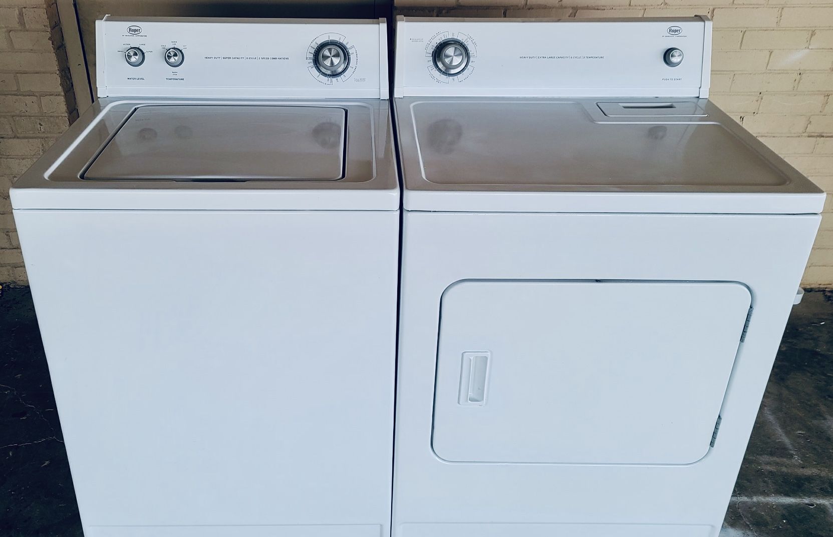 WE DELIVER • WHIRLPOOL Roper Heavy Duty Super Capacity Washer & Dryer WORKS GREAT!!