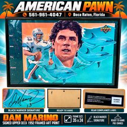 Dan Marino Signed Upper Deck 1992 Miami Dolphins Framed Art Print 35x24 Auto