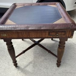 Vintage Rattan & Leather Game Table w/ Drawers – Bauer Intl