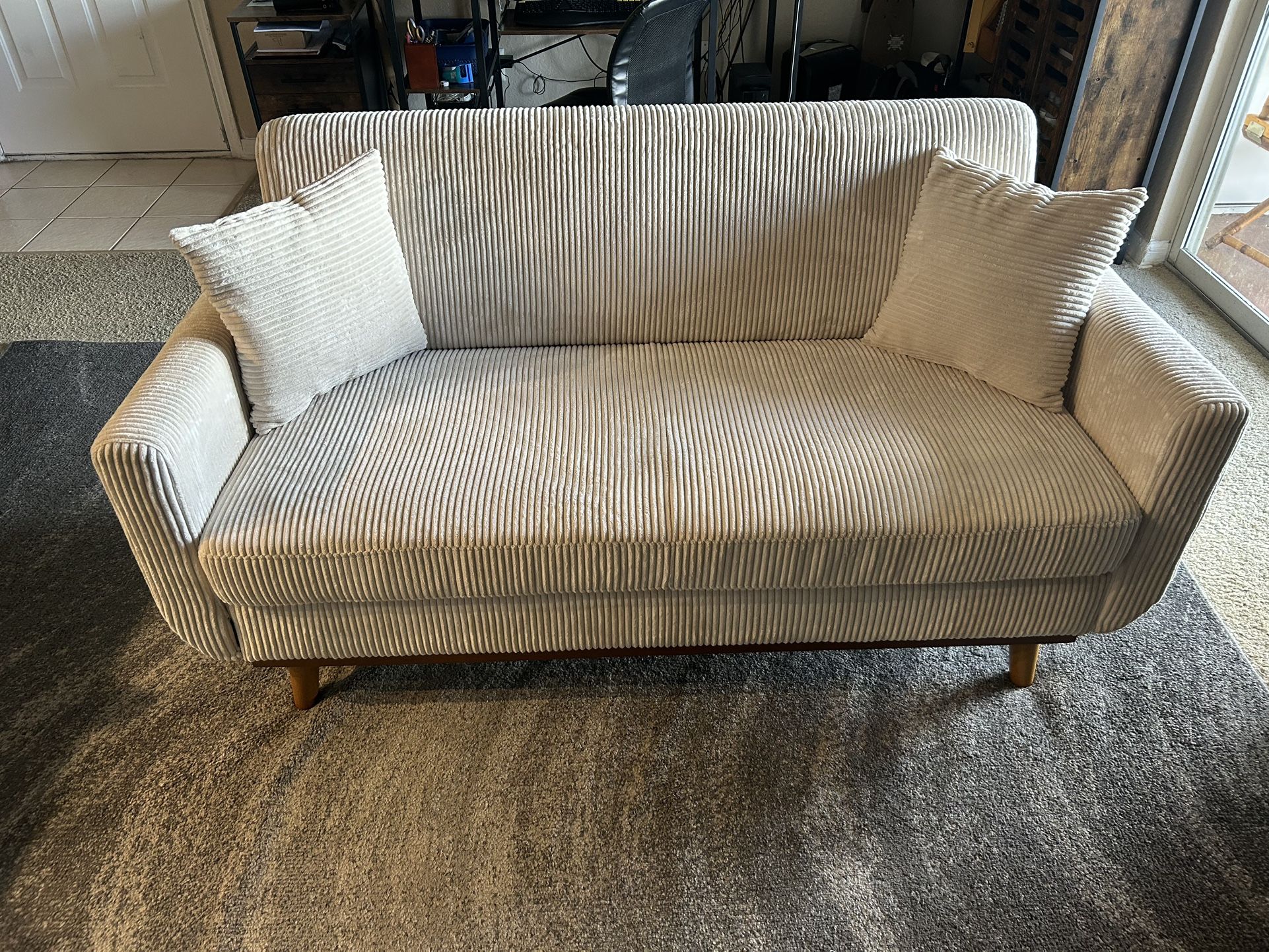 Corduroy Cream Love Seat