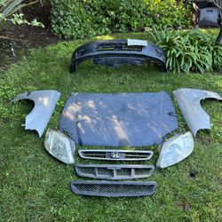 Honda Oem Hood Fenders Bumper Grill Civic 1999 Front End 2000 Clear Aftermarket Headlights