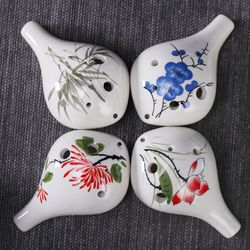 Vintage Hand Painting "Shan Shui" 6 Hole Ocarina,Alto C,Glazed Ceramic With Gift Box Musical Instrument