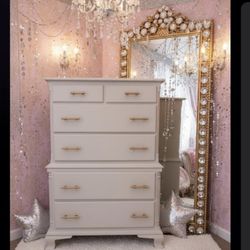 White Solid Wood Dresser 
