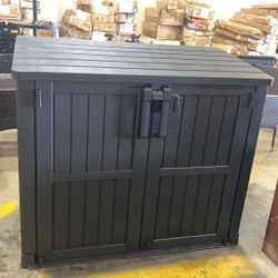Outdoor Resin Storage Shed 36 Cu. Ft. Garden Horizontal Storage Large Capacity Weather Resistant Storage Box, Lockable Resin Waterproof Shed for Garba