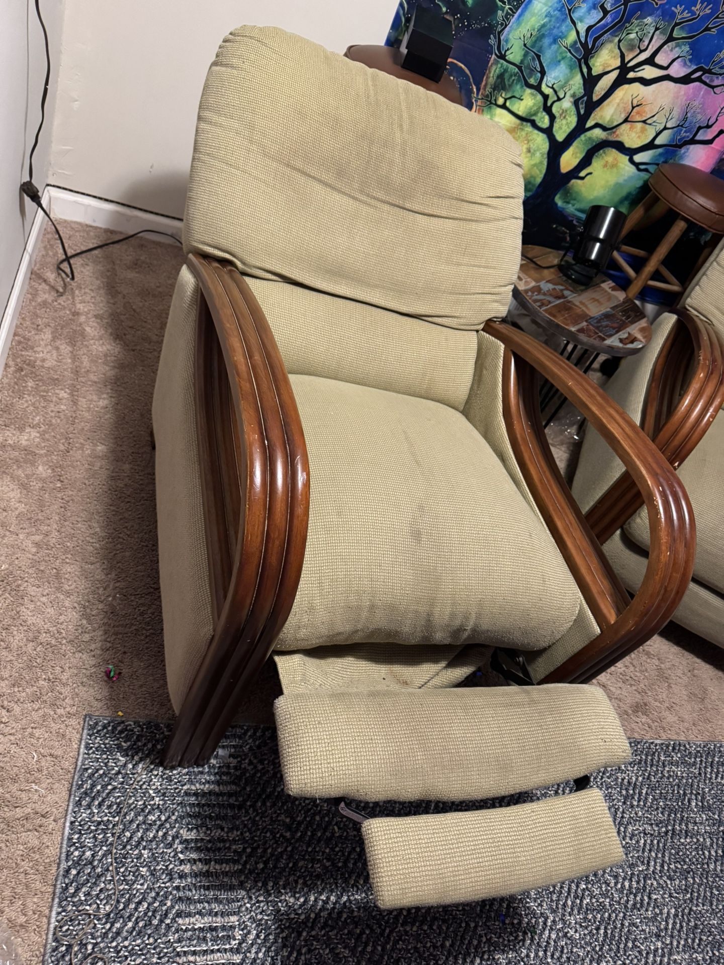 Set Of Wooden Recliners