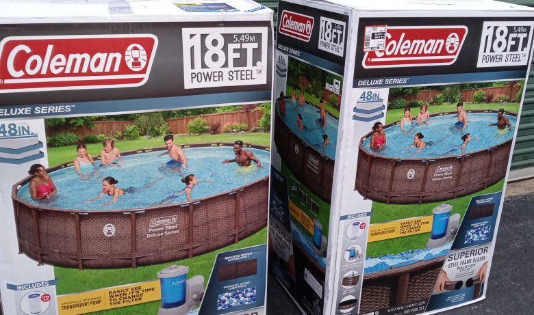 18×48 Round Coleman New Pool With Filter Pump Cover And Ladder
