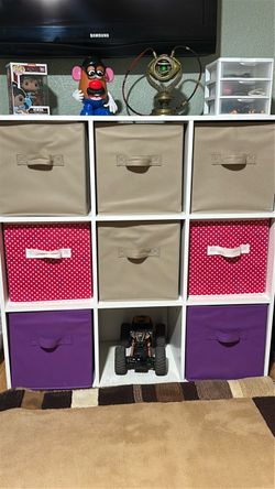 Storage Shelf with Fabric Bins