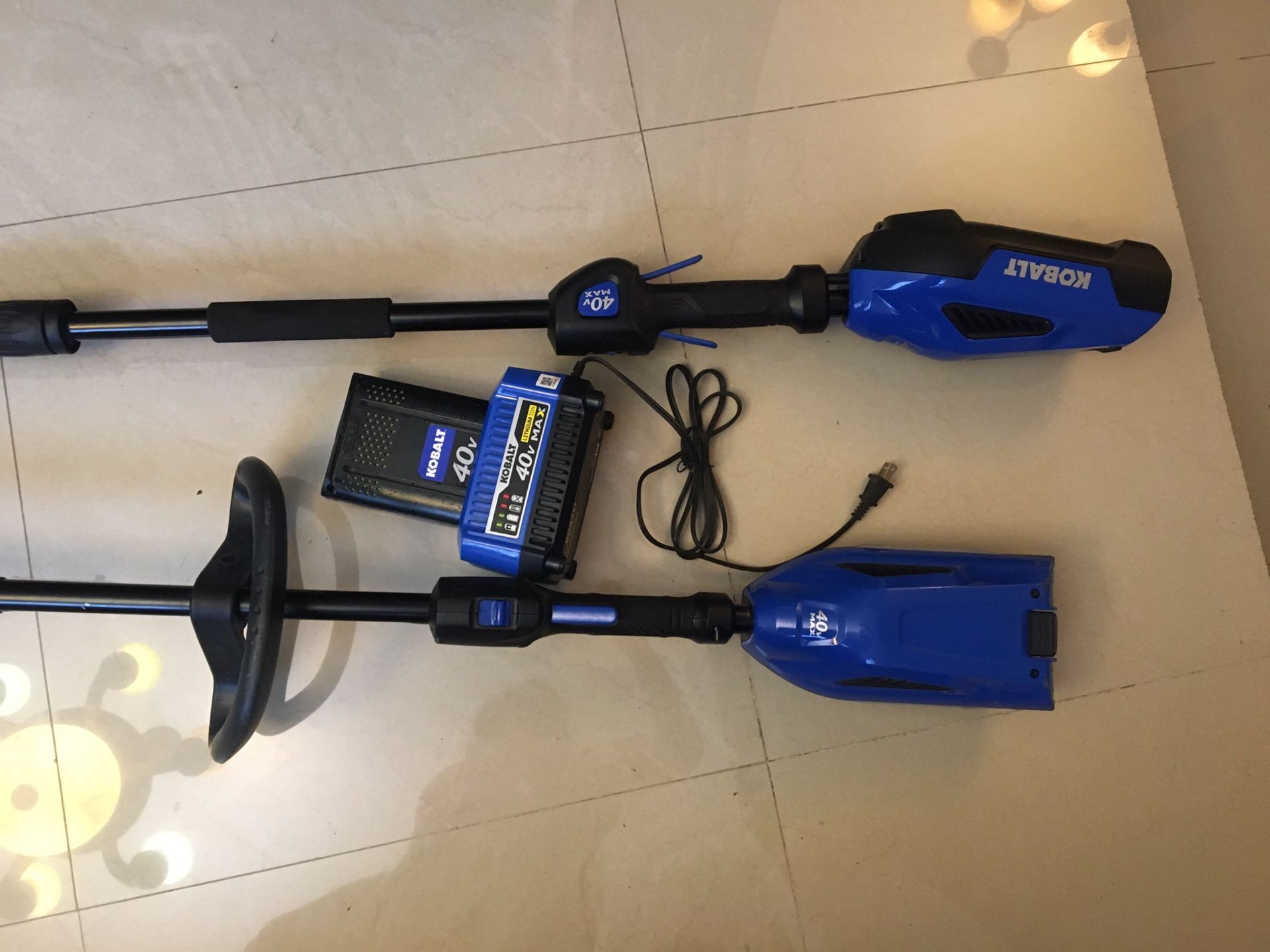 Cordless Electric Pole Saws & Kobalt 40-Volt Max 16-in Straight Cordless String Trimmer Battery & charger