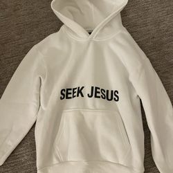 white seek jesus hoodie