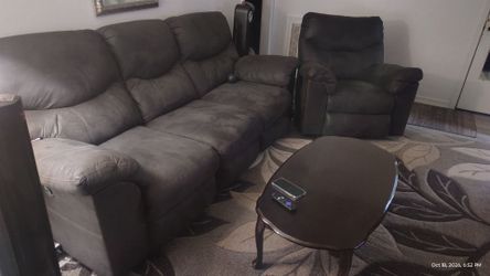 Gray Reclining Electric Sofa and Rocking Recliner Chair Set