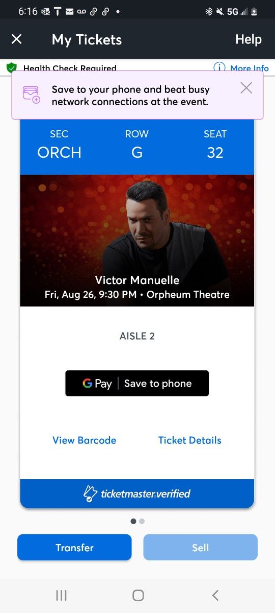 Victor Manuelle Concert Tickets (2)