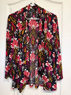 Travel Elements Printed Open-Front Cardigan