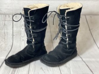 UGG Australia Whitley Black Suede Sherpa Lined Tall Boots Size 7