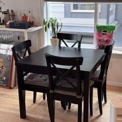 Dinning Room Set Black Wood Table Chairs With Expanding Leaves 