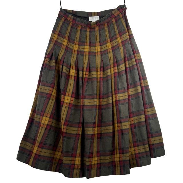 Vintage Plaid Land’s End Maxi Wool Skirt Sz 16