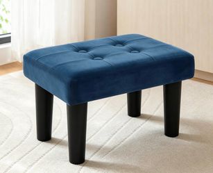 Blue velvet ottoman foot rest