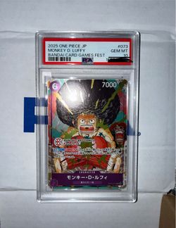 PSA 10 2025 ONE PIECE JAPANESE PROMOS | BANDAI CARD GAMES FEST MONKEY D. LUFFY 073