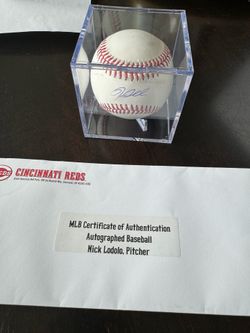 Cincinnati Reds Nick Lodolo Autographed MLB Baseball with Display Case and COA!