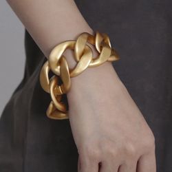 Big Matte Gold Color Metal Chain Bracelet