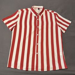 Manfinity Red and White Stripped Shirt Size Large