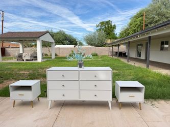 Modern white dresser + nightstands