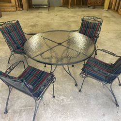 Vintage Lyon-Shaw Wrought Iron Patio Table And Chairs