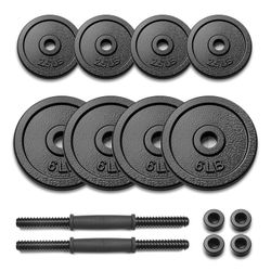 Athletic Works 40 lb Adjustable Cast Iron Dumbbell Set, 1 in Holes Fit Standard Sized Bar