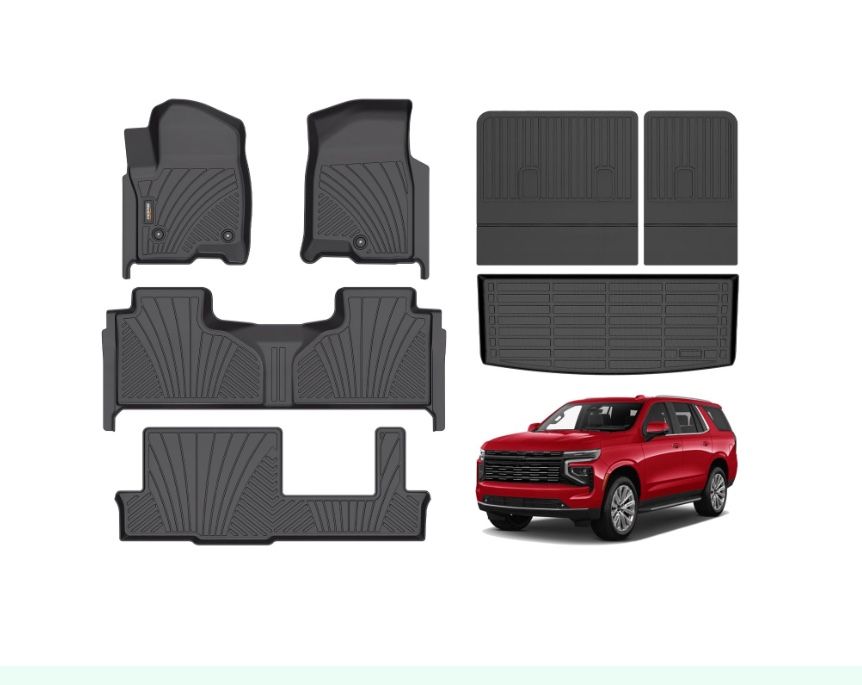 Binmotor-Floor Mats & Cargo Liner For 2021-2025 Chevrolet Tahoe/GMC Yukon (Only For 8 Seats, Not For XL), All Weather Car Mats Cargo Trunk Mat Accesso