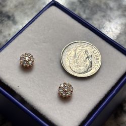 Lab Diamond White Rose Cluster Earrings  Size: 6mm