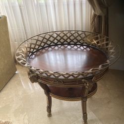 Maitland Smith Mahogany And Brass Table
