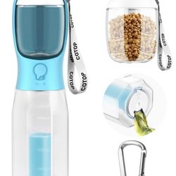 20oz Dog Water Bottle with Food Container & Poop Bag Dispenser 