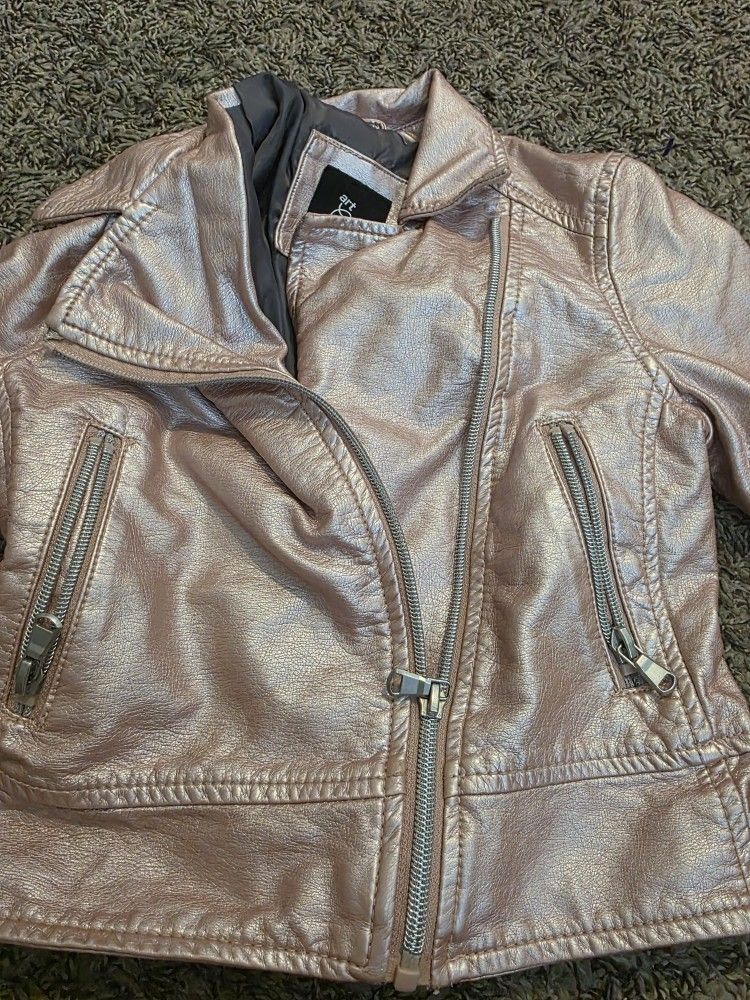 Pink Art Class Kids Size 4/5 Motor Jacket Faux Leater Euc