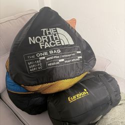 High-Quality Sleeping Bags Bundle - The North Face One Bag (3-in-1, 5°F to 40°F) + Eureka Copper River 30°F - Like New!