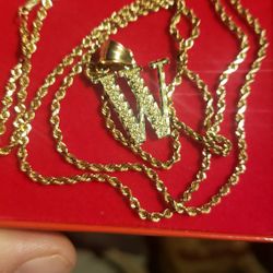 14 k rope chain with w pendant 