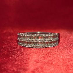 10k White Gold Diamond Baguette Band Ring 1.25 ctw