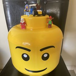 Yellow Lego Head Storage Case Sort And Store Container With Clear Trays And Handle 