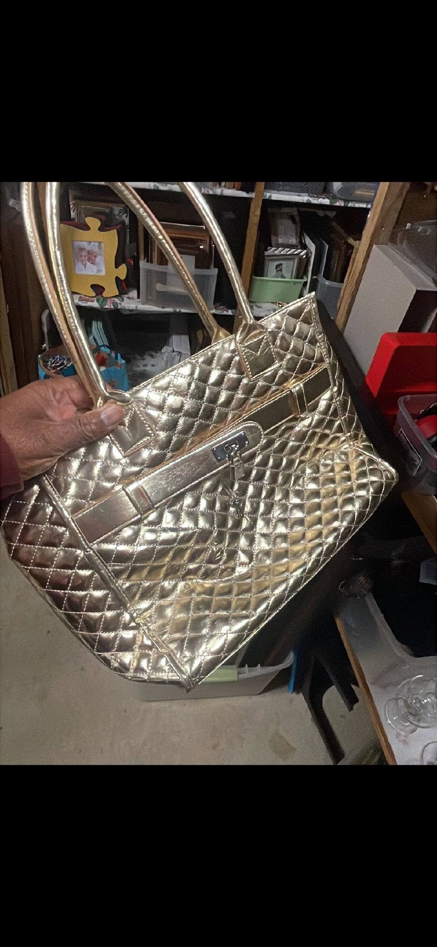 Metallic gold quilted leather handbag by Marc Jacobs