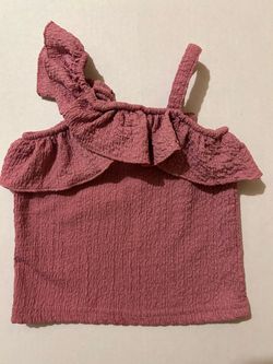 Just Lizzy girls' one-shoulder top with ruffle, size 2T, mauve.